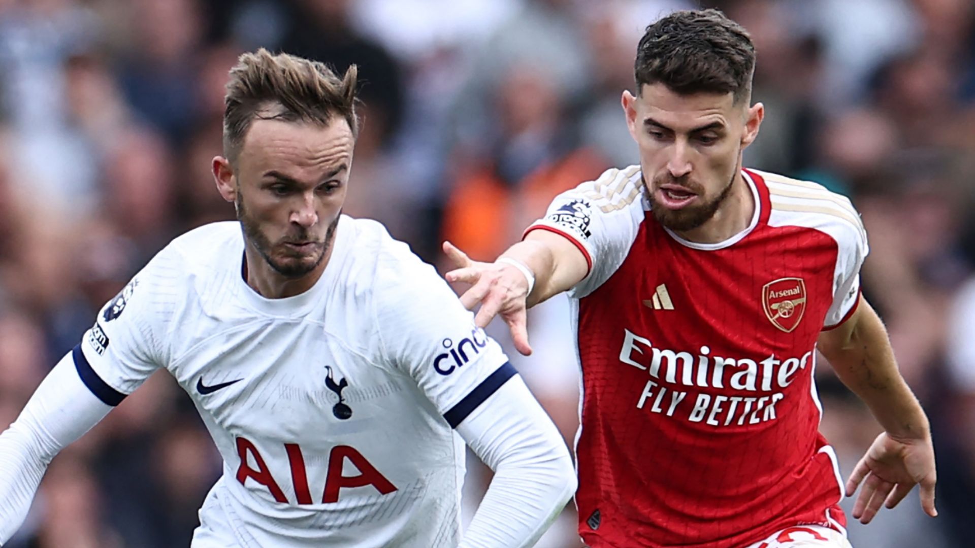 James Maddison Jorginho Tottenham Arsenal 2023-24