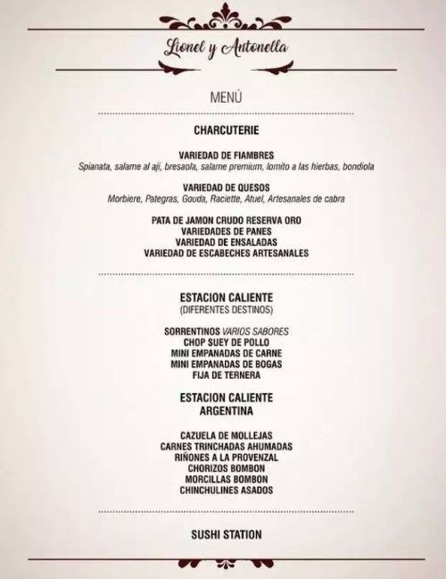 Menu Messi Antonella