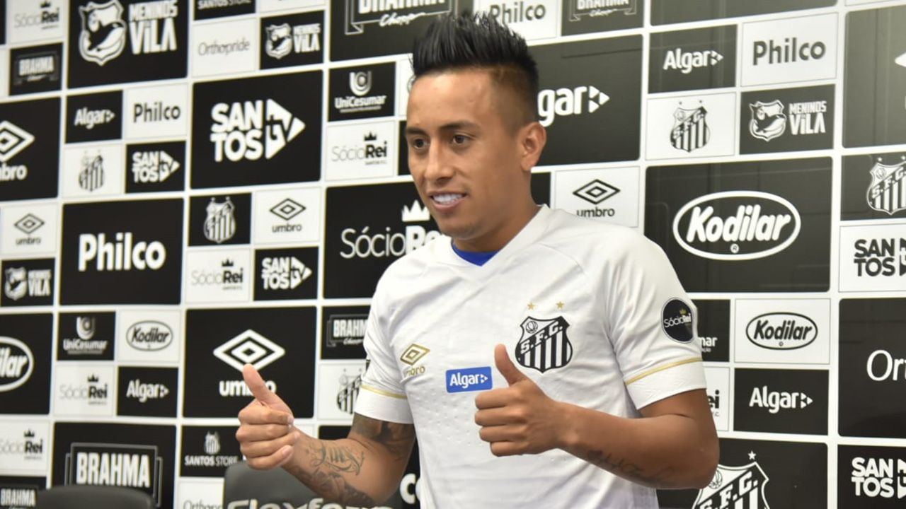 Christian Cueva apresentação Santos 14022019