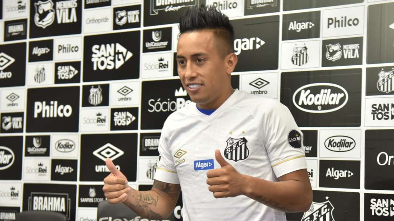Christian Cueva apresentação Santos 14022019