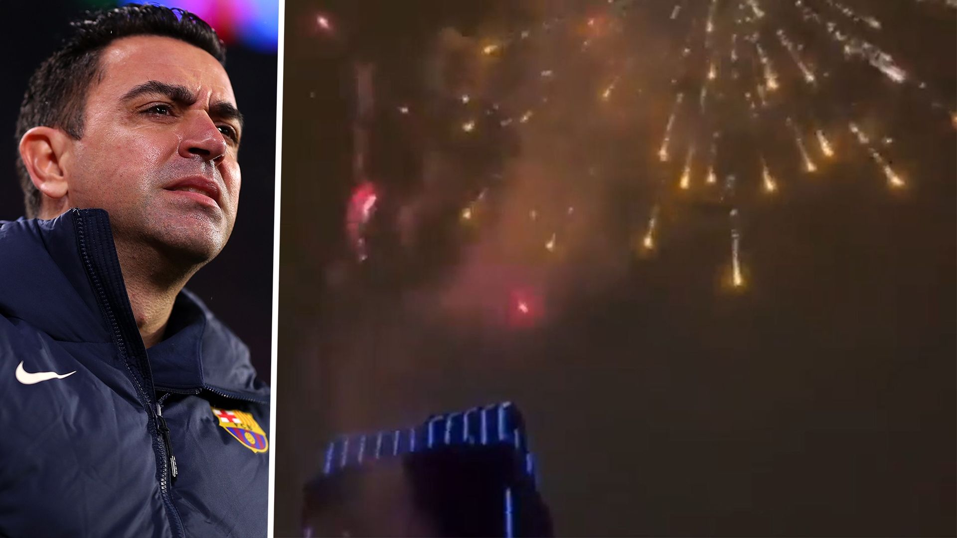Xavi Barcelona Galatasaray fireworks
