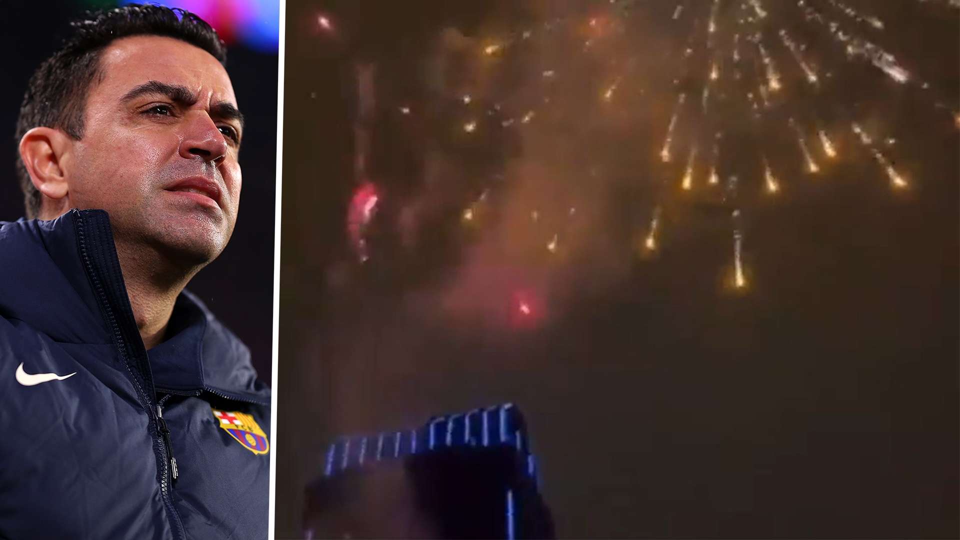 Xavi Barcelona Galatasaray fireworks