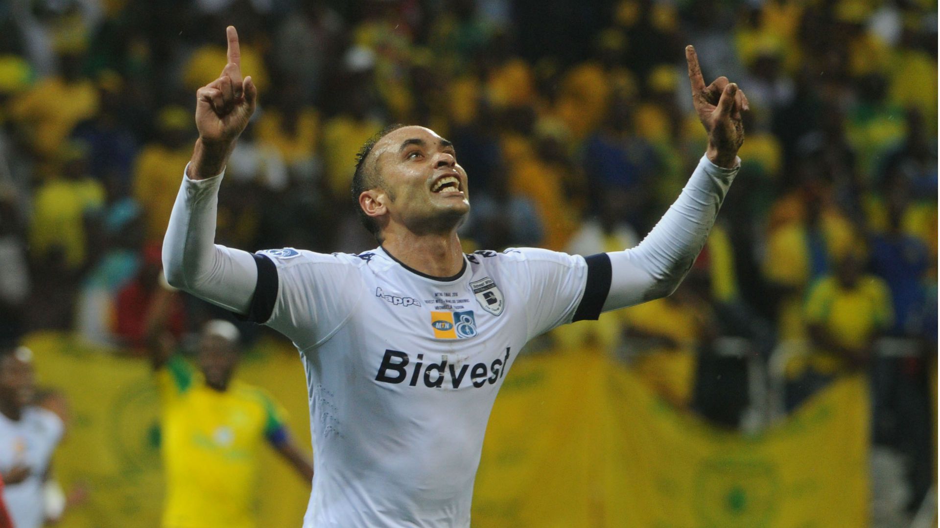 Eleazar Rodgers celebrates his goal against Sundowns