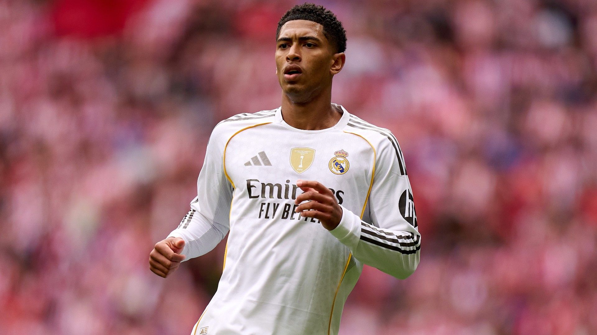 Jude Bellingham of Real Madrid looks on 