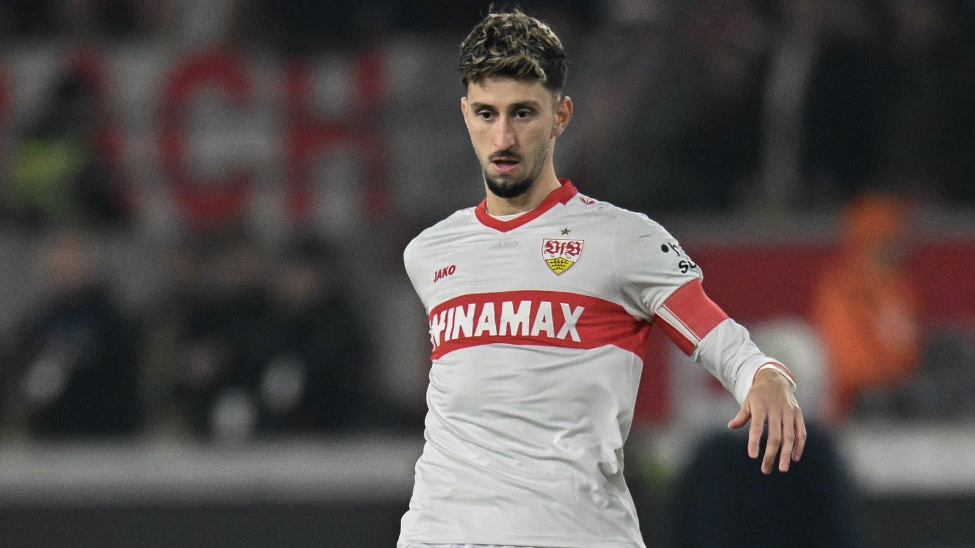 Stuttgart's German midfielder #16 Atakan Karazor controls the ball