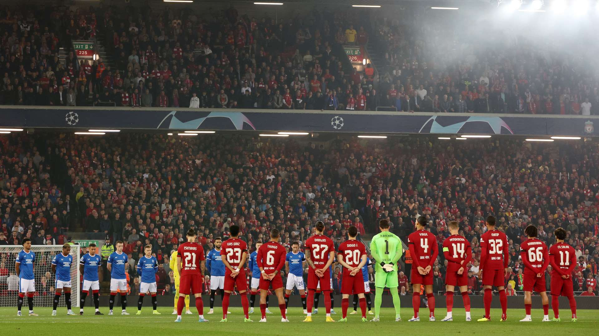 Liverpool vs Rangers - Moment of silence