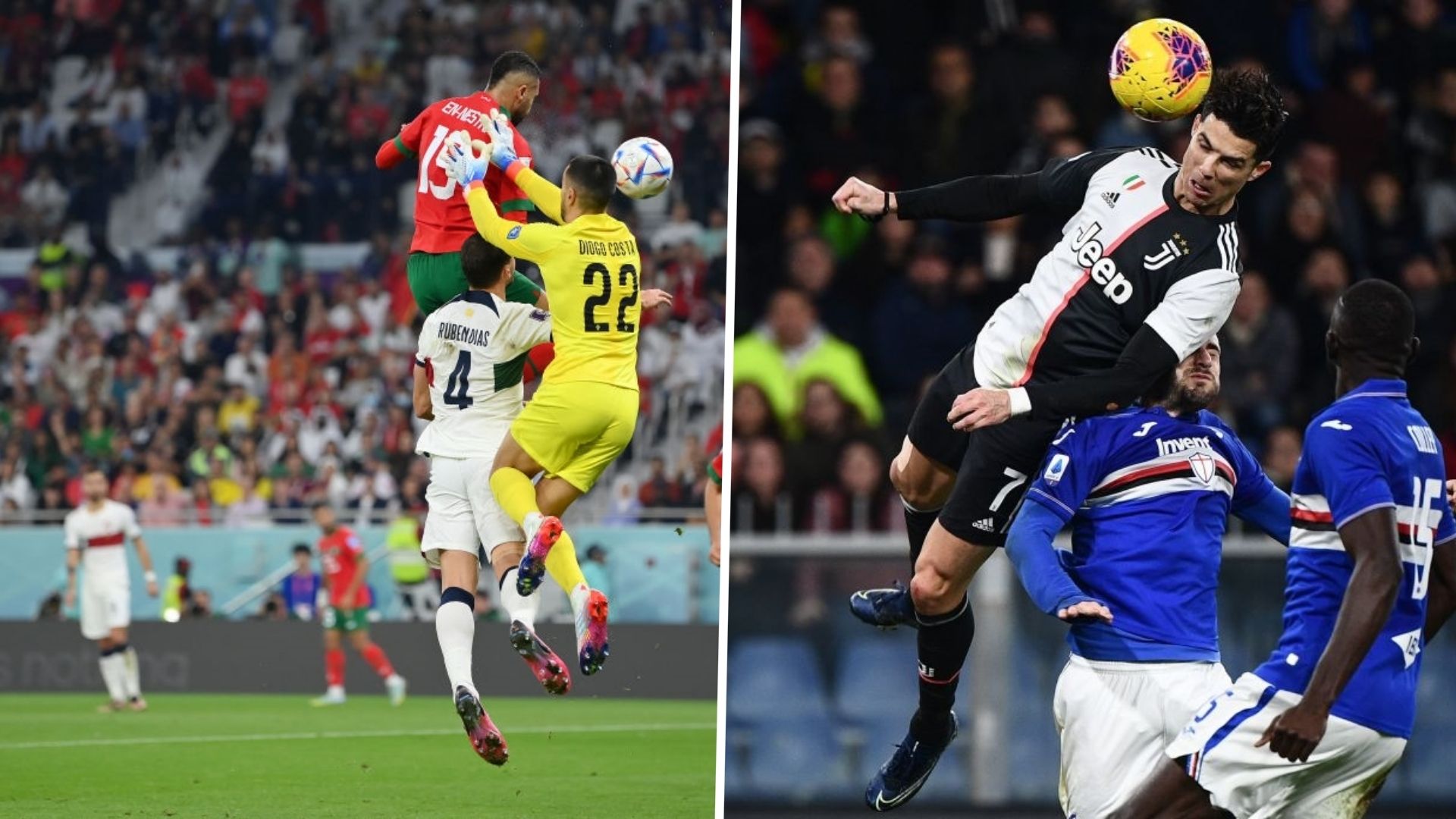 Youssef En-Nesyri and Cristiano Ronaldo.