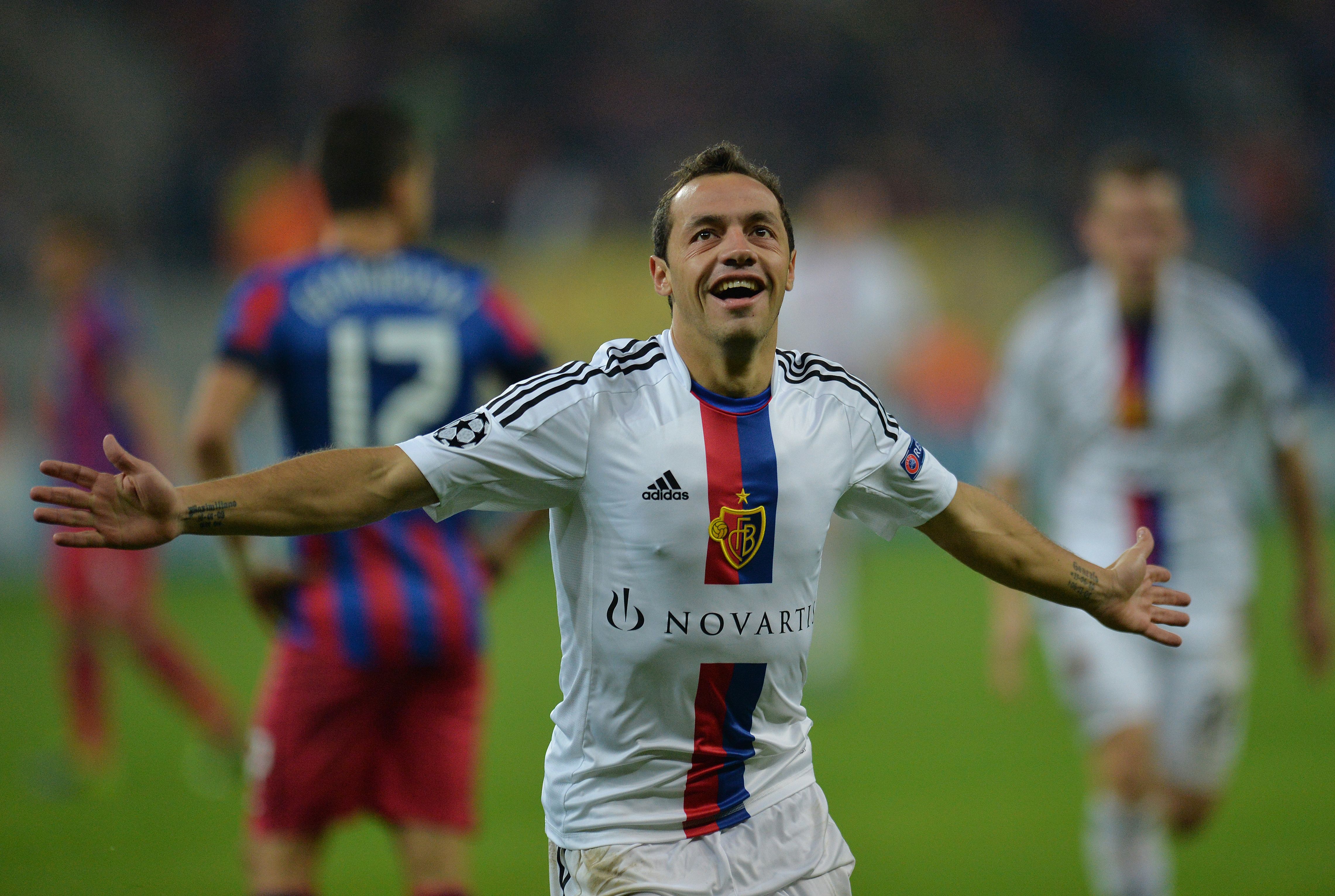 Marcelo Diaz celebrates his goalfor Basel against Steaua Bucharest