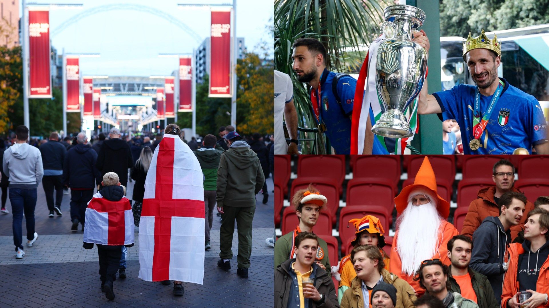 England fans European Championship trophy Italy Netherlands fans