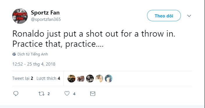 Ronaldo performance's reaction