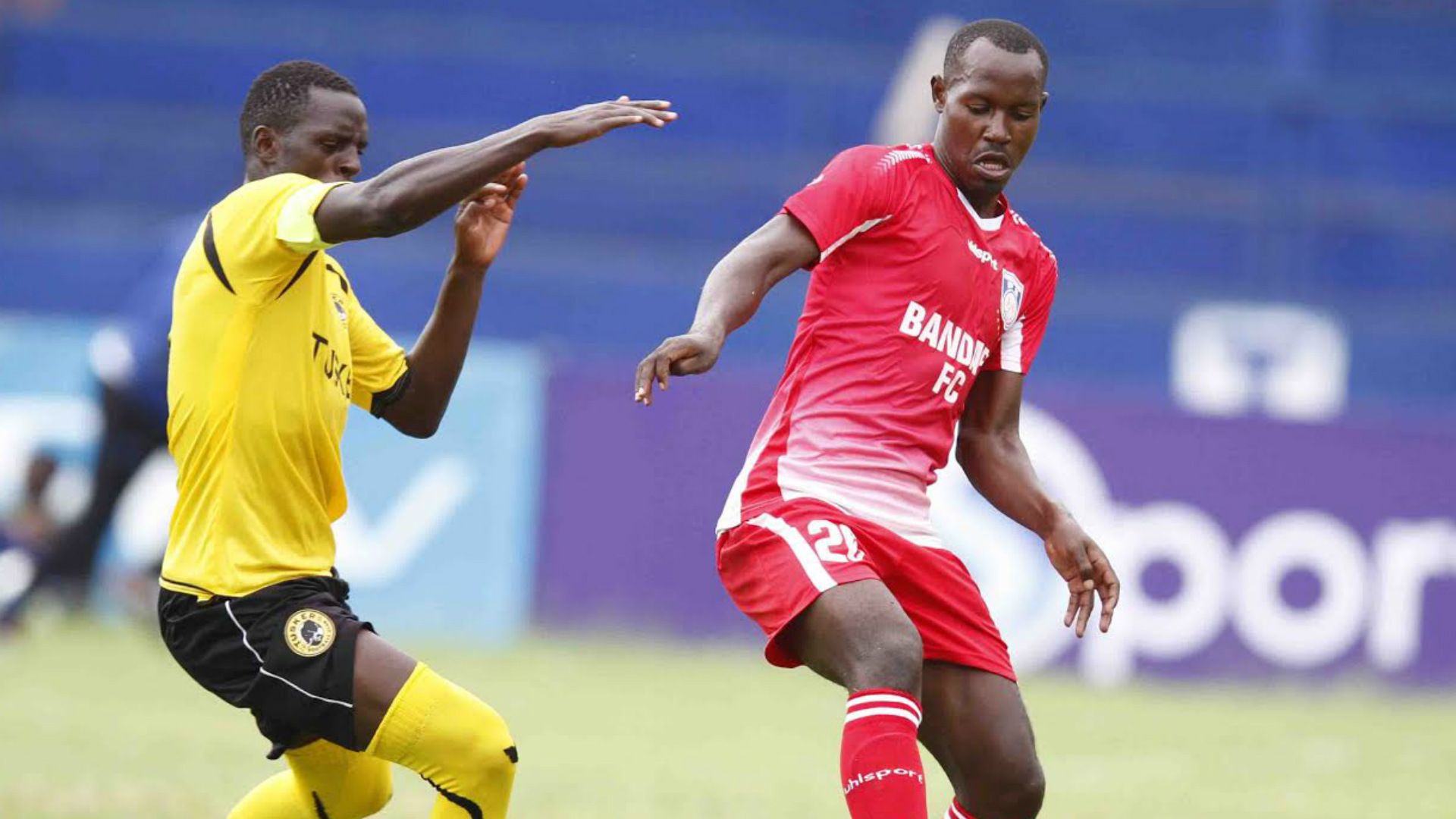 Tusker defender James Situma v Musa Mudde of Bandari