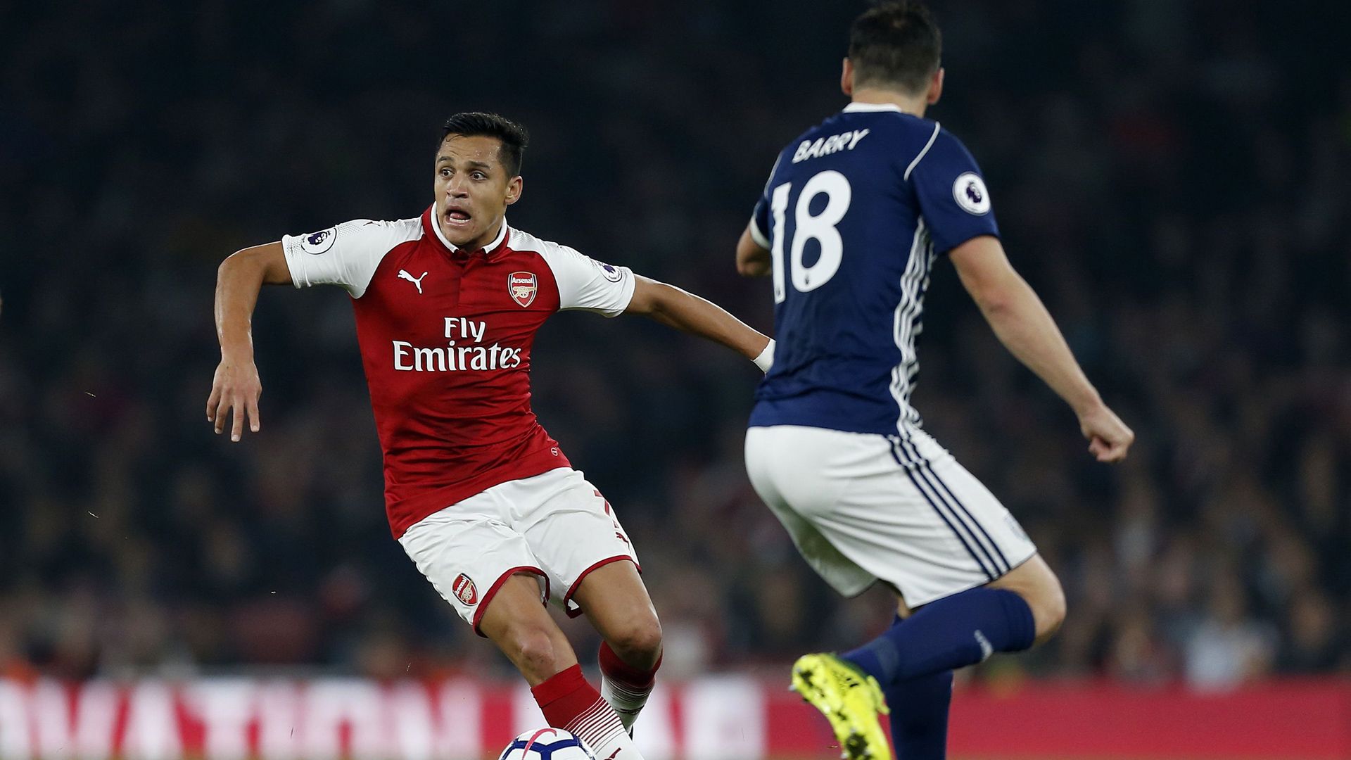 Alexis Sanchez, Garry Barry, West Bromwich - Arsenal, Premier League, 09252017
