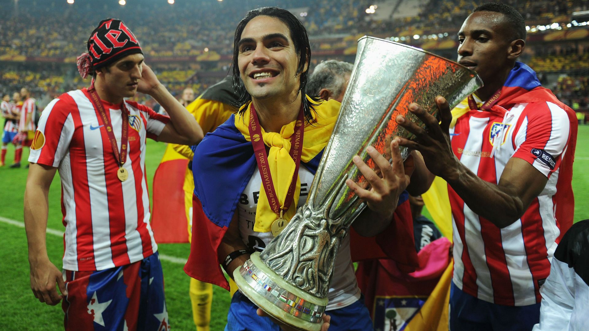 Radamel Falcao Atletico Madrid UEFA Europa League trophy