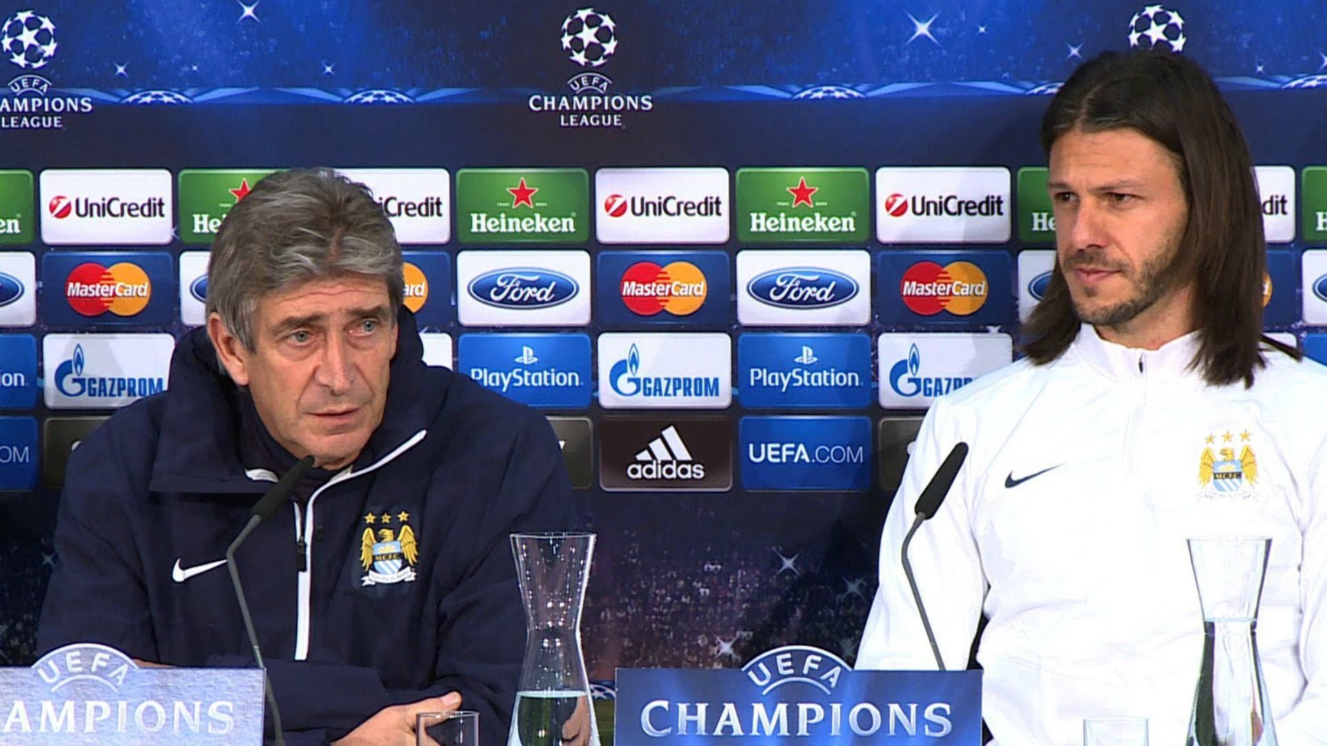 Martín Demichelis y Manuel Pellegrini Manchester City time