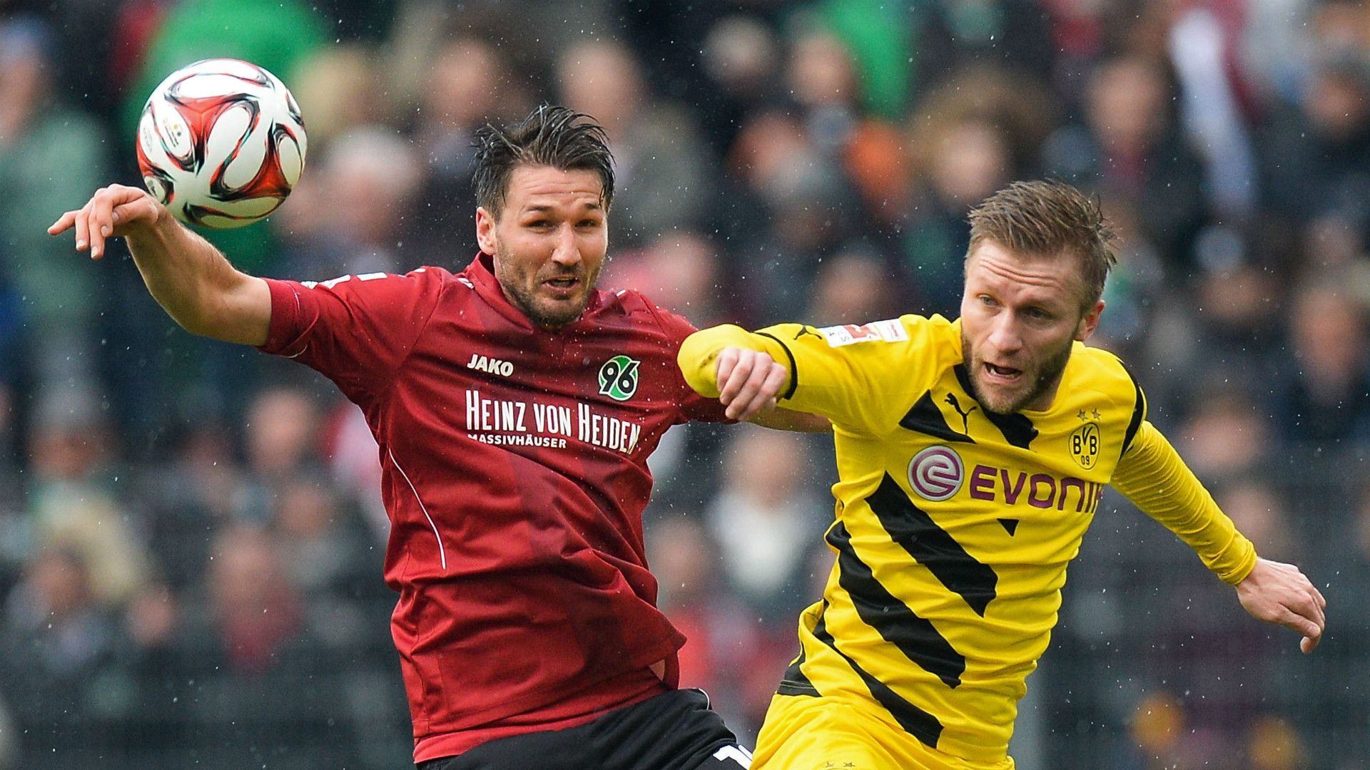 CHRISTIAN SCHULZ HANNOVER JAKUB BLASZCZYKOWSKI BORUSSIA DORTMUND GERMAN BUNDESLIGA 21032015