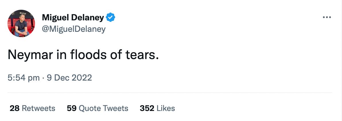 Neymar Brazil Tears 2022 Tweet