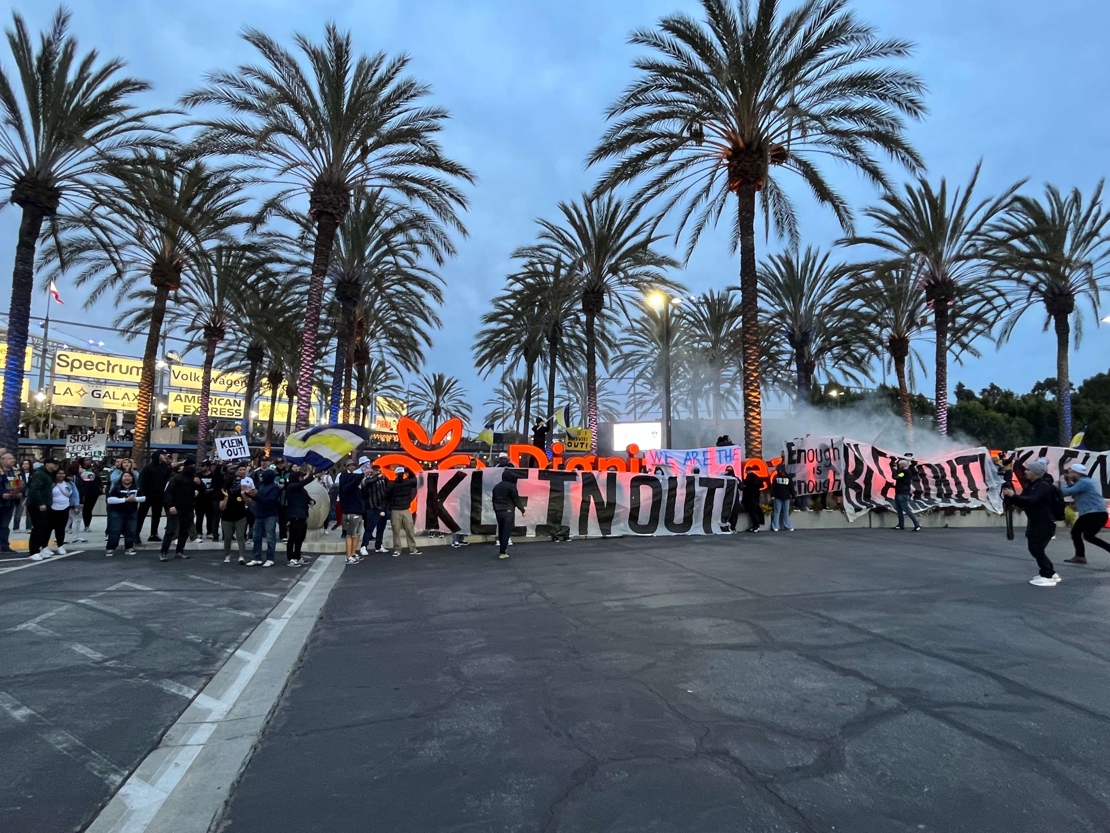 Fans protest before Galaxy game