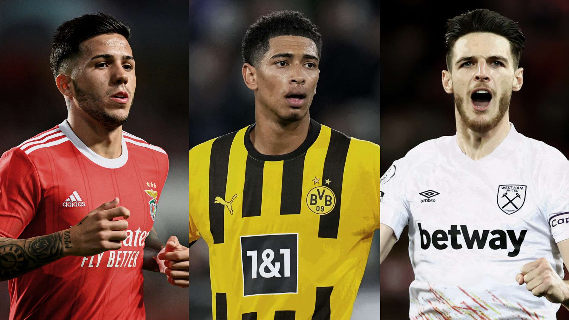 Enzo Fernandez Jude Bellingham Declan Rice 2022-23