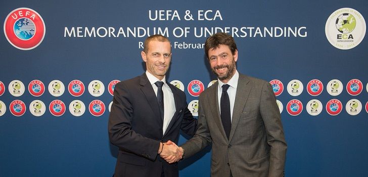 Andrea Agnelli, junto al actual presidente de la UEFA.