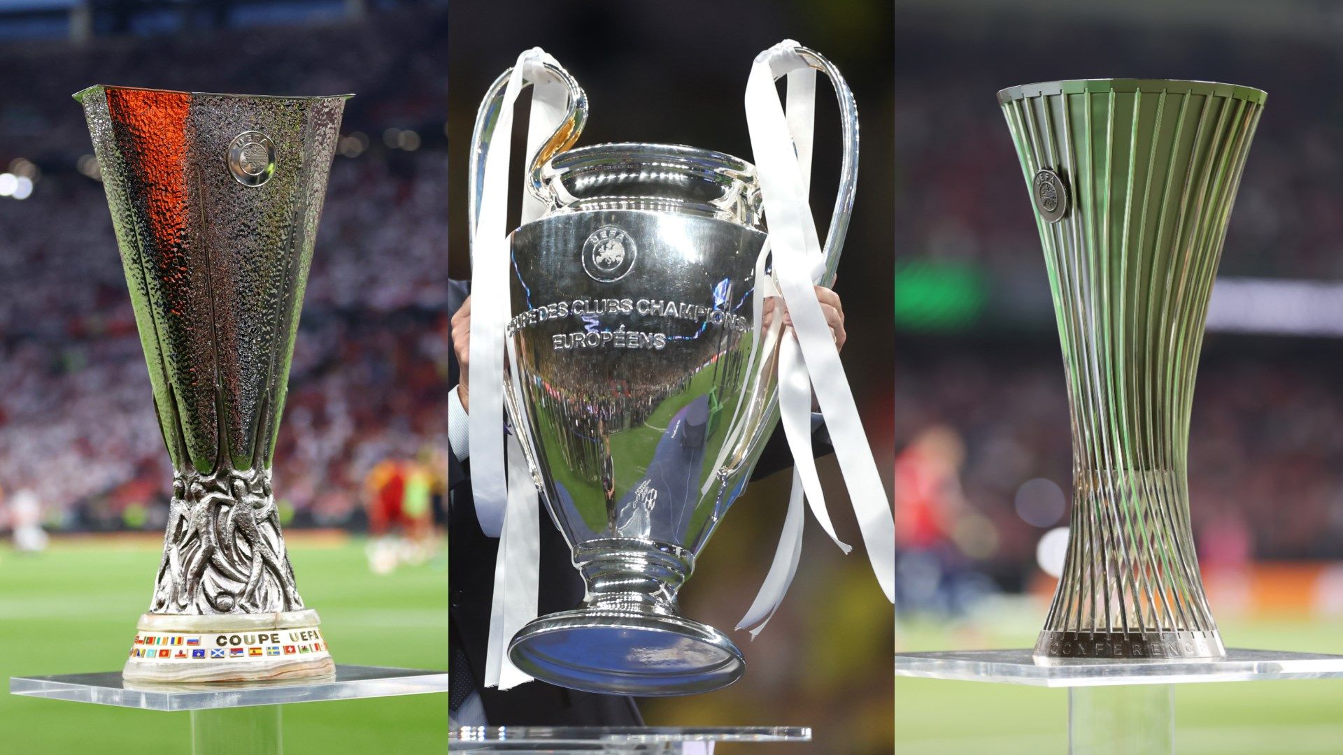 Europa Champions Conference League trophies