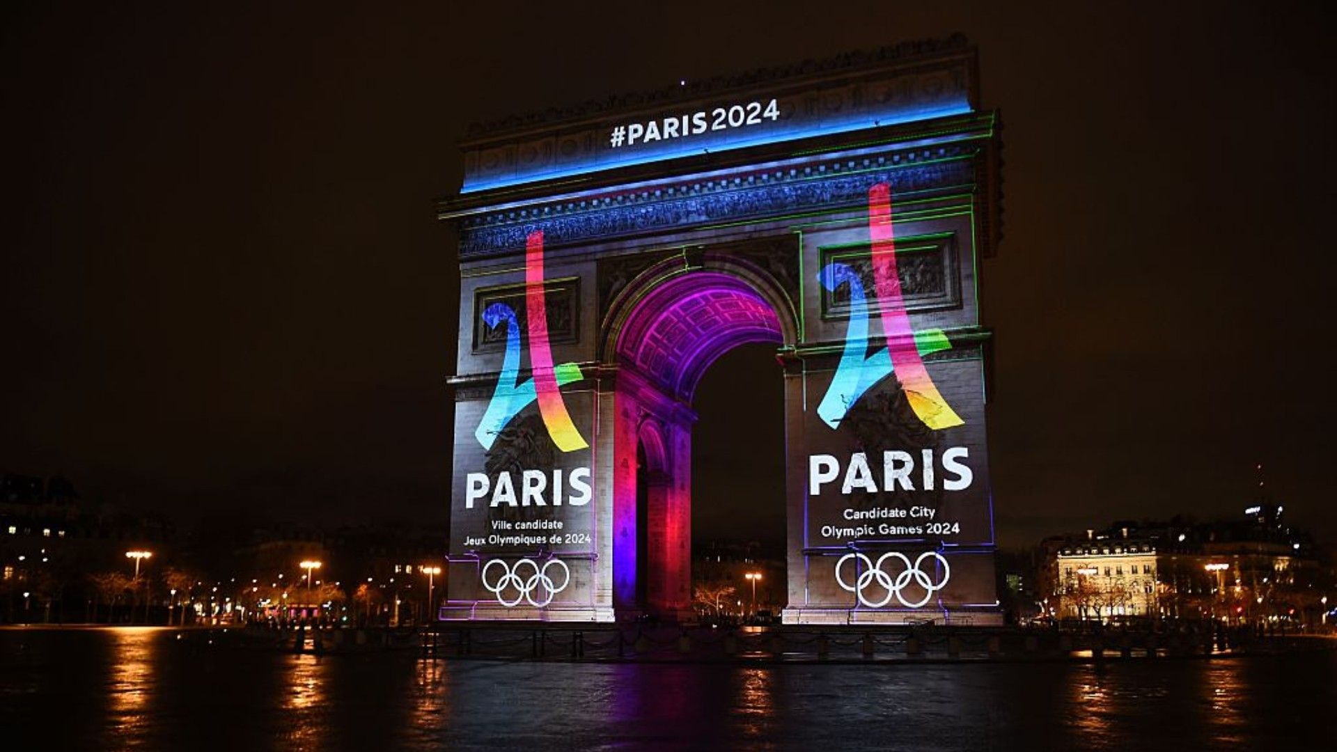 Los juegos olímpicos 2024 plasmados en el Arco del Triunfo de París