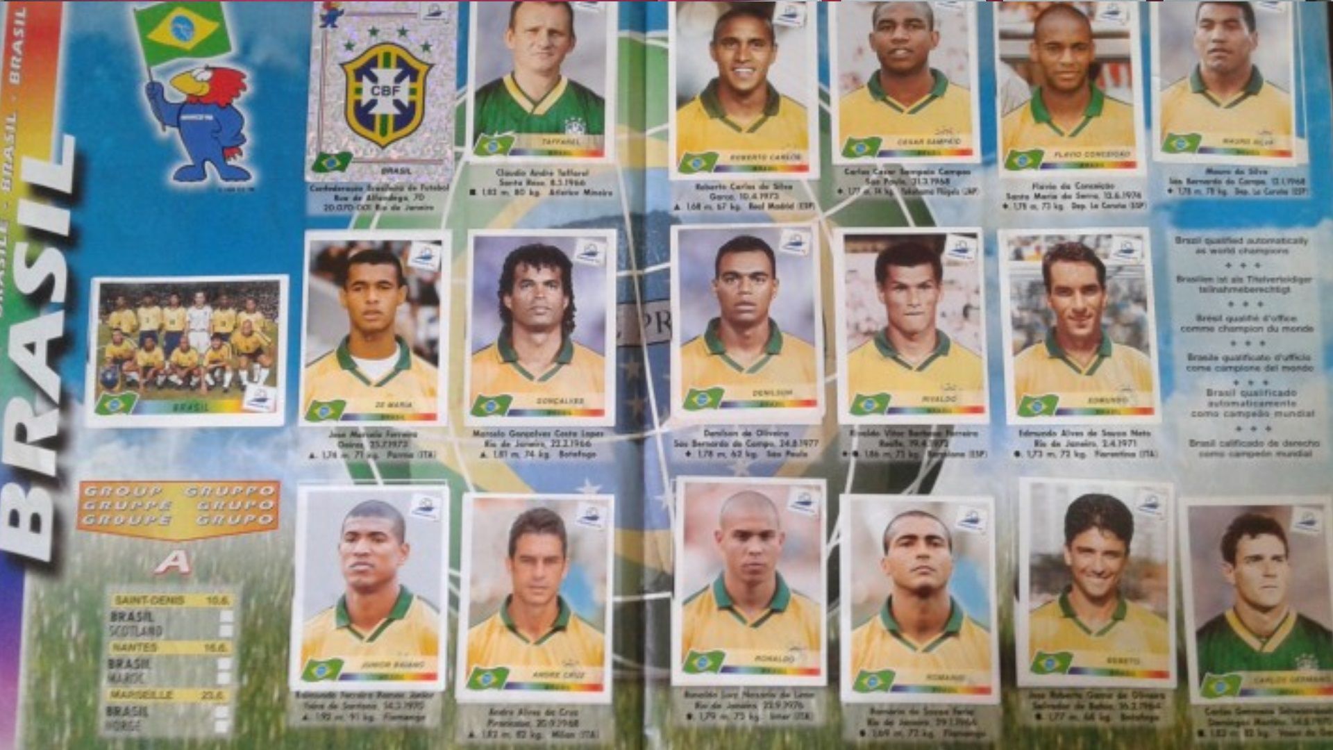 Seleção Brasil album Copa do Mundo 1998