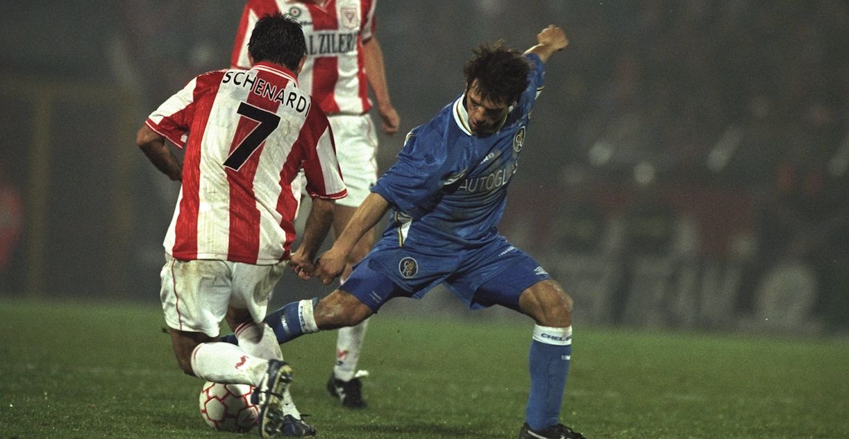 GianFranco Zola of Chelse with Vicenza Marco Schenardi
