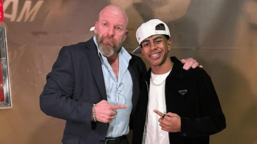 Lamine Yamal x WWE! Barcelona wonderkid joins team-mates at SmackDown taping in Spain as he meets legendary Triple H and shows off personalised gold title belt | Goal.com UK