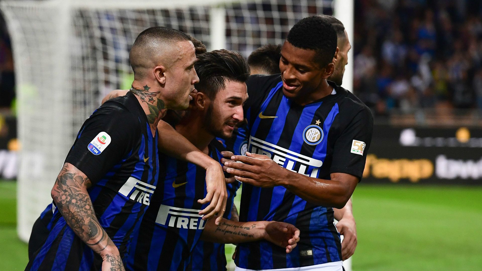 Inter celebrating Cagliari Serie A