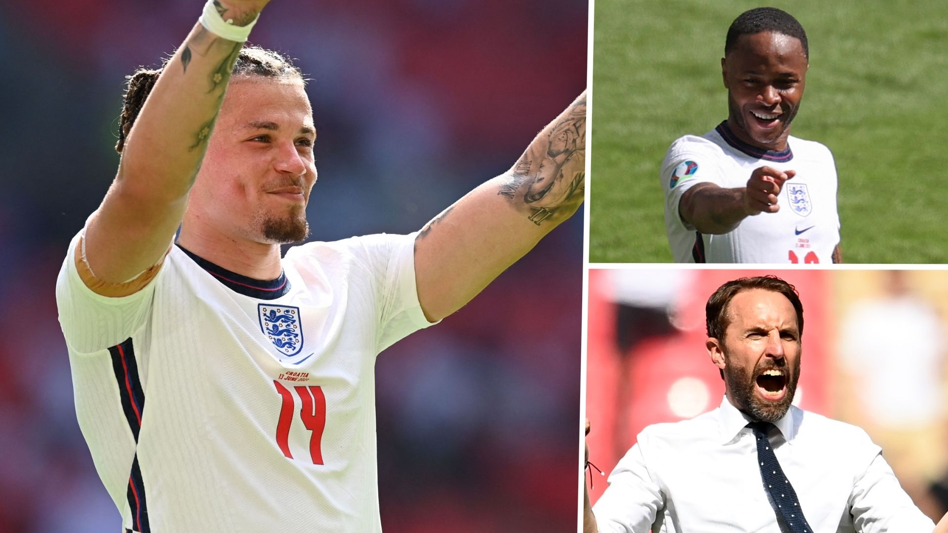 Kalvin Phillips Raheem Sterling Gareth Southgate England GFX