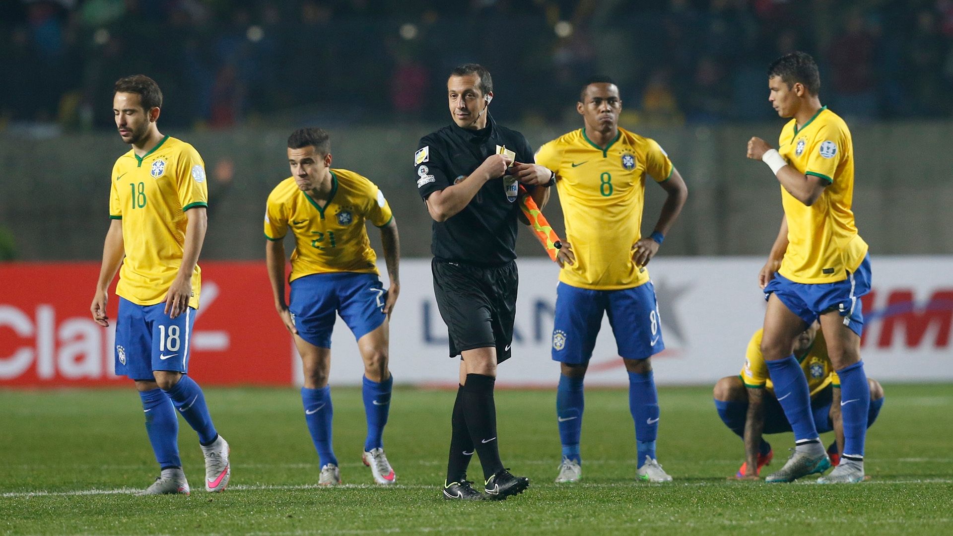 Everton Ribeiro Thiago Silva Philippe Coutinho Elias Brazil Paraguay Copa America 27062015