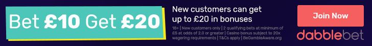 dabblebet welcome offer bet10get20 footer