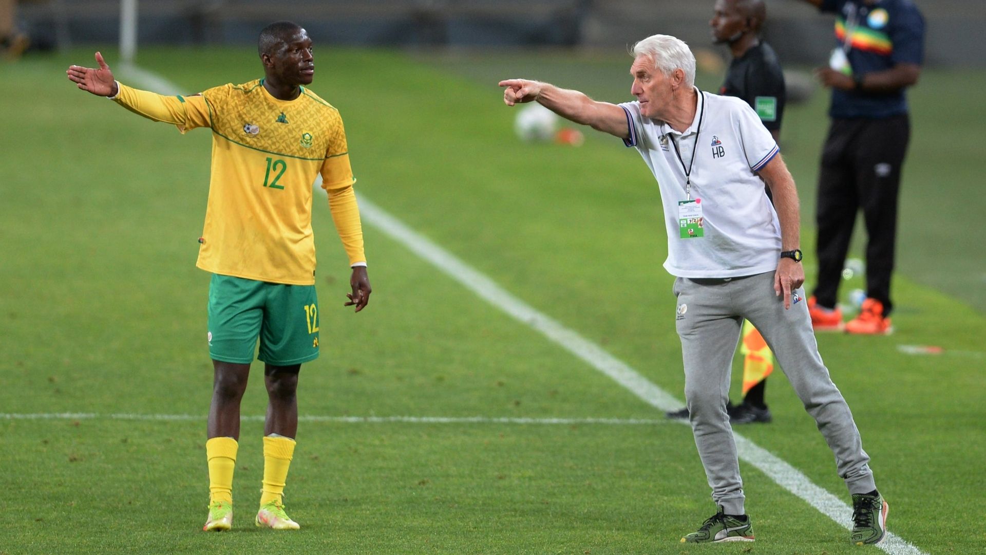 Hugo Broos and Bongokuhle Hlongwane, Bafana Bafana