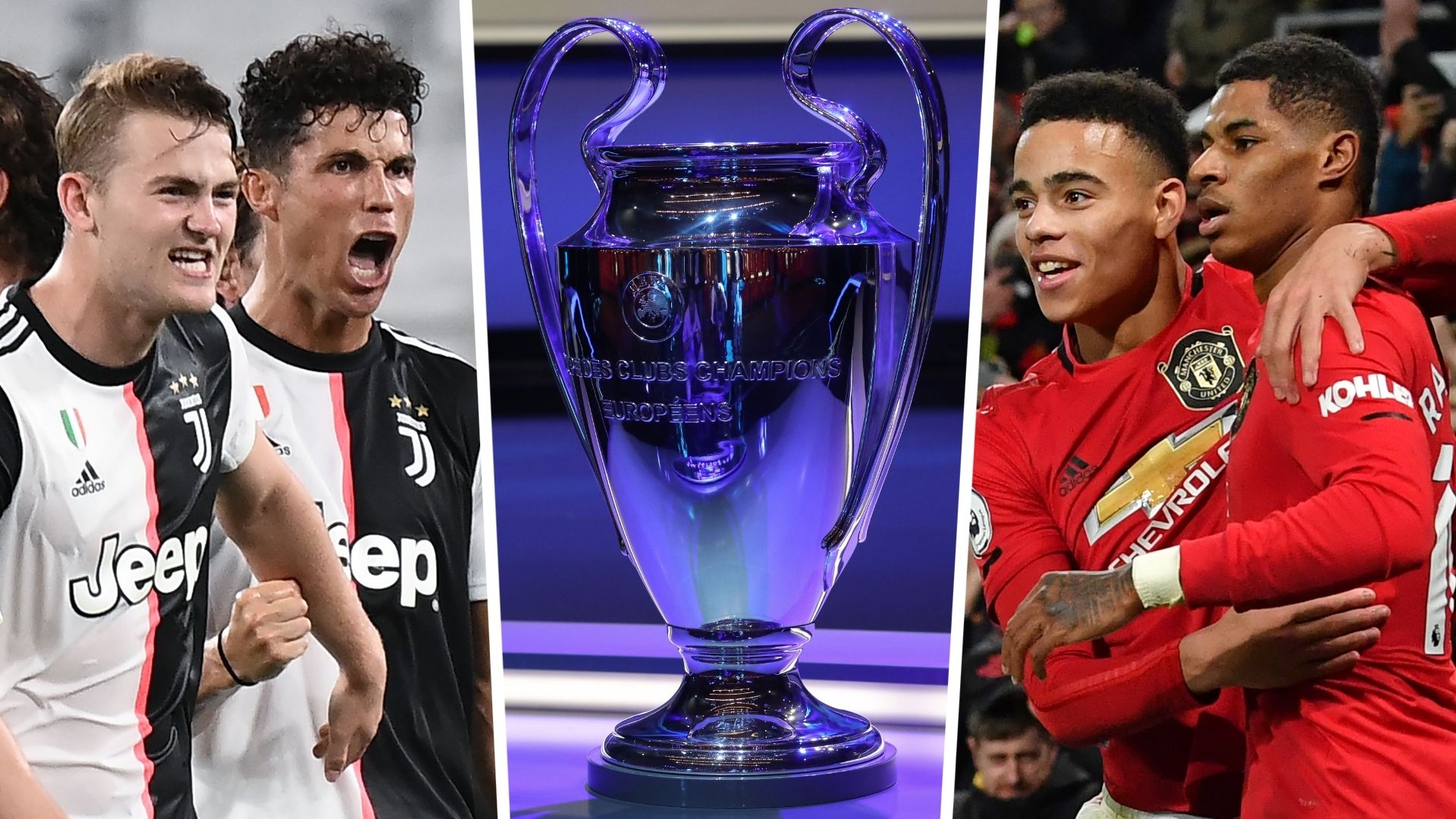 Juventus, Manchester United, Champions League trophy