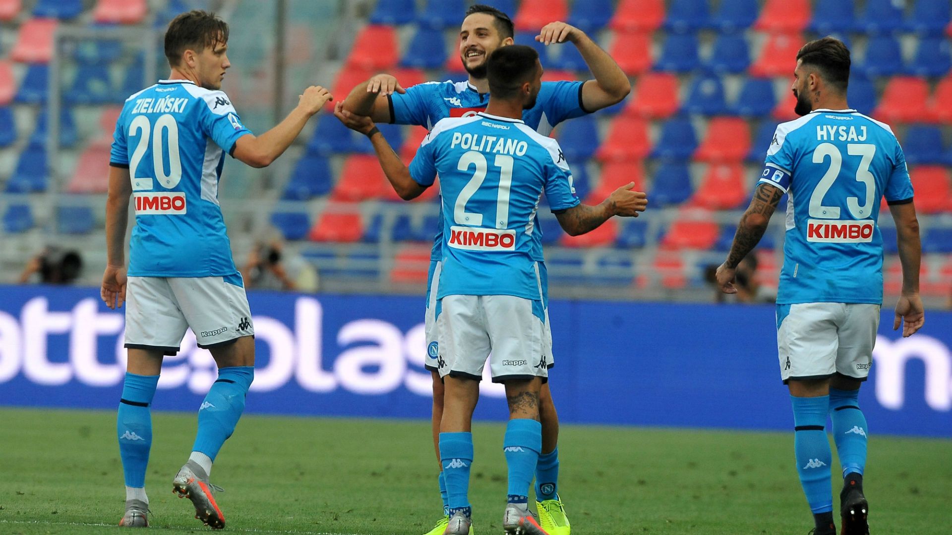 Manolas celebrating Bologna Napoli