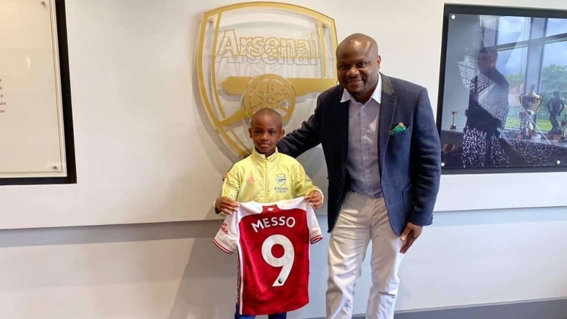 Leo Messo of Arsenal and dad Benson Messo.