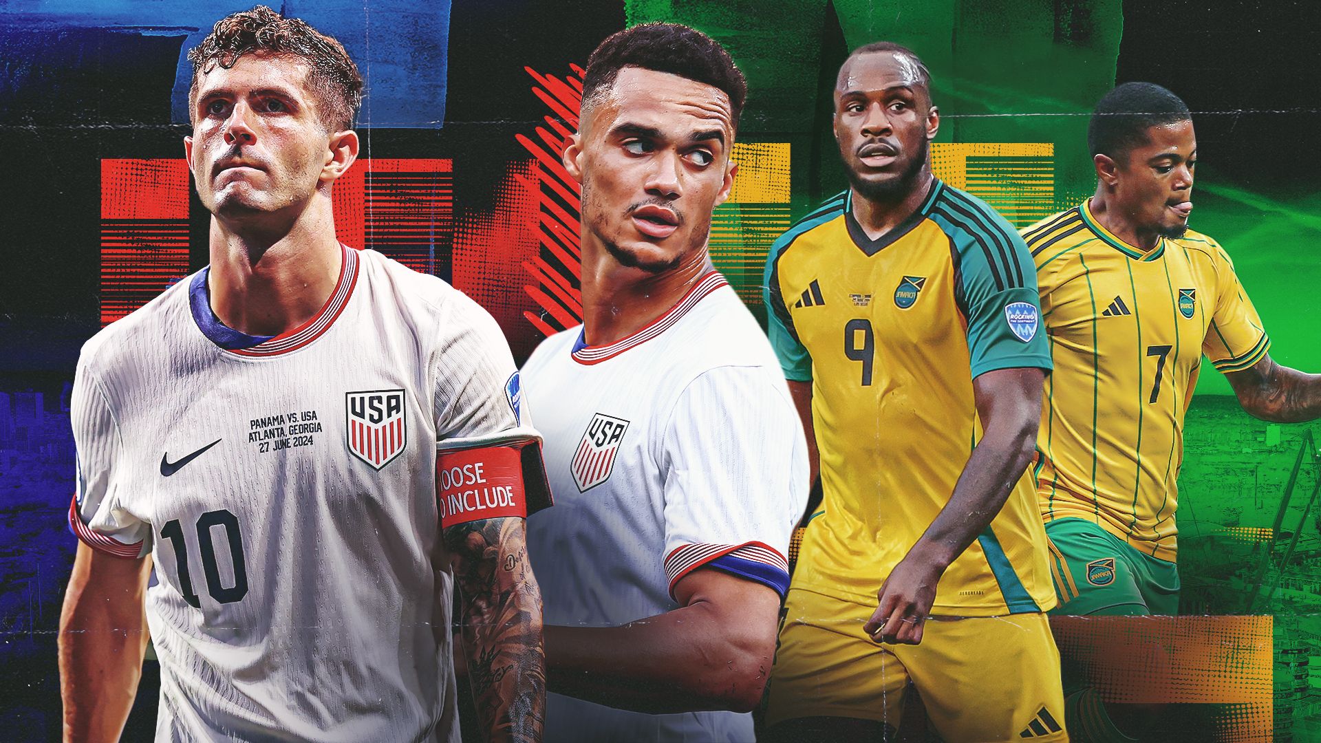 Christian Pulisic, Antonee Robinson USMNT Jamaica 