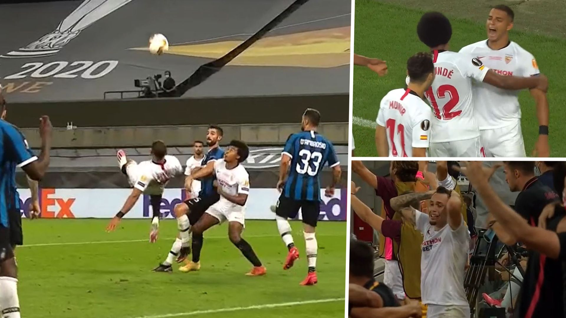 SEVILLA INTER EUROPA LEAGUE FINAL DIEGO CARLOS GOAL