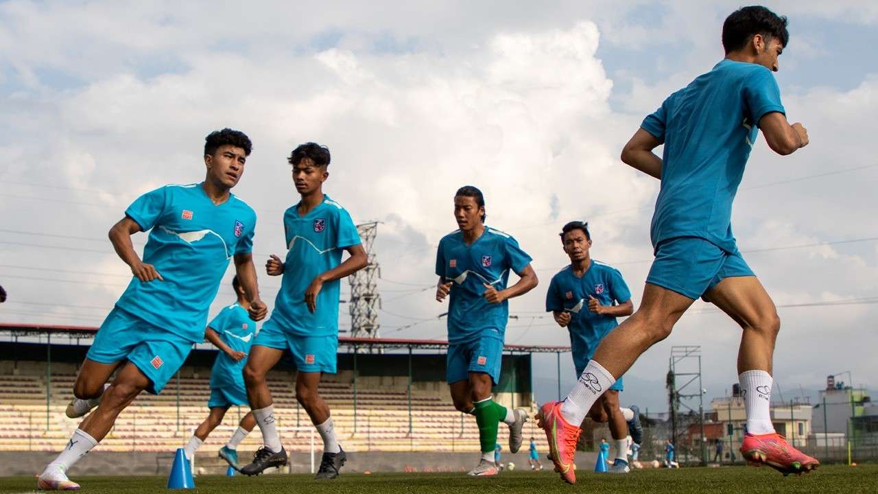 Nepal football team in practice: 2021