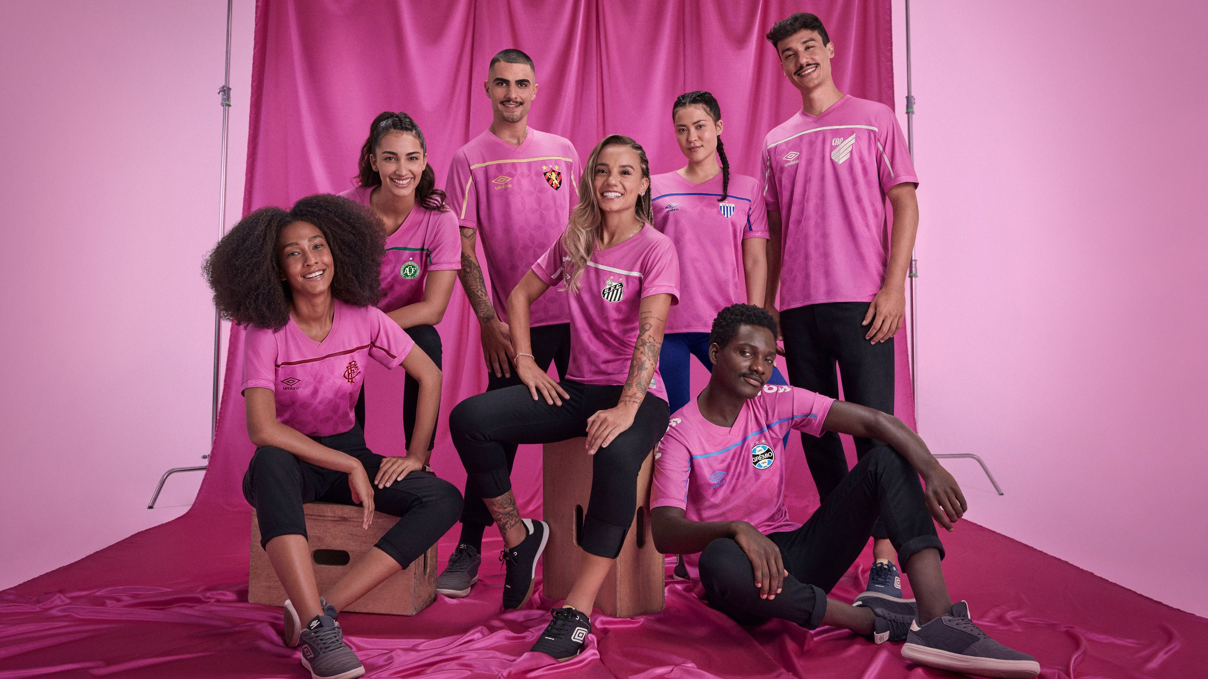 Umbro Camisas Outubro Rosa Santos Chapecoense Athletico Avaí Grêmio Sport