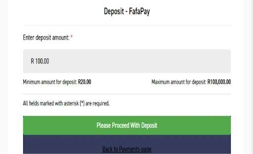 Fafabet registration steps deposit screenshot