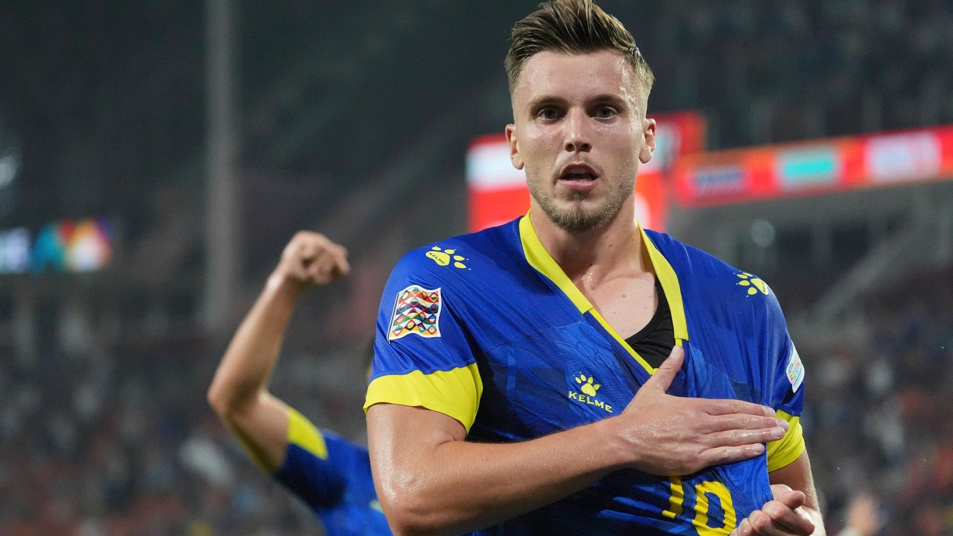 Ermedin Demorvic (BIH) celebrates his goal