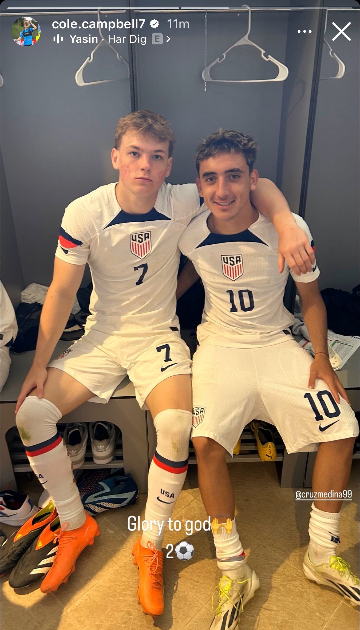 Cole Campbell USMNT Instagram post