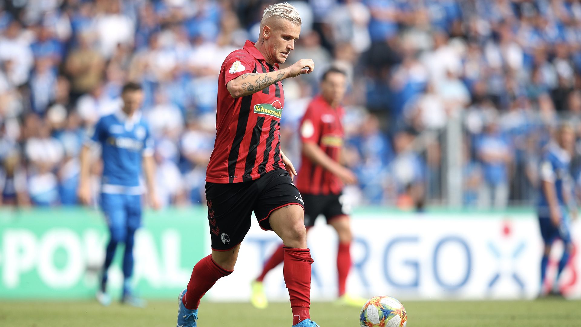 Jonathan Schmid (SC Fribourg) face au FC Magdebourg, Coupe d'Allemagne, le 10 août 2019
