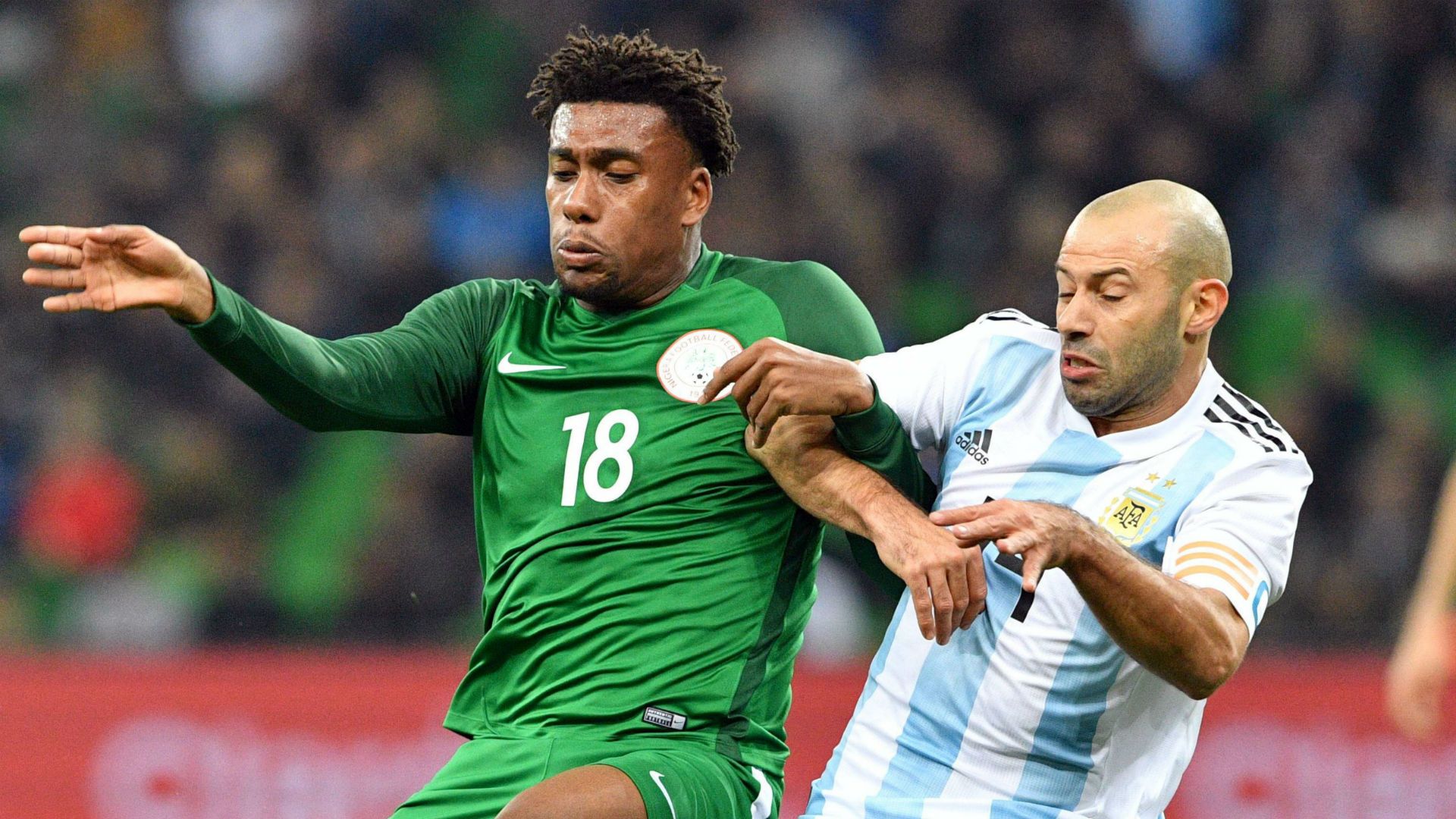 Alexander Iwobi Javier Macherano Nigeria Argentina