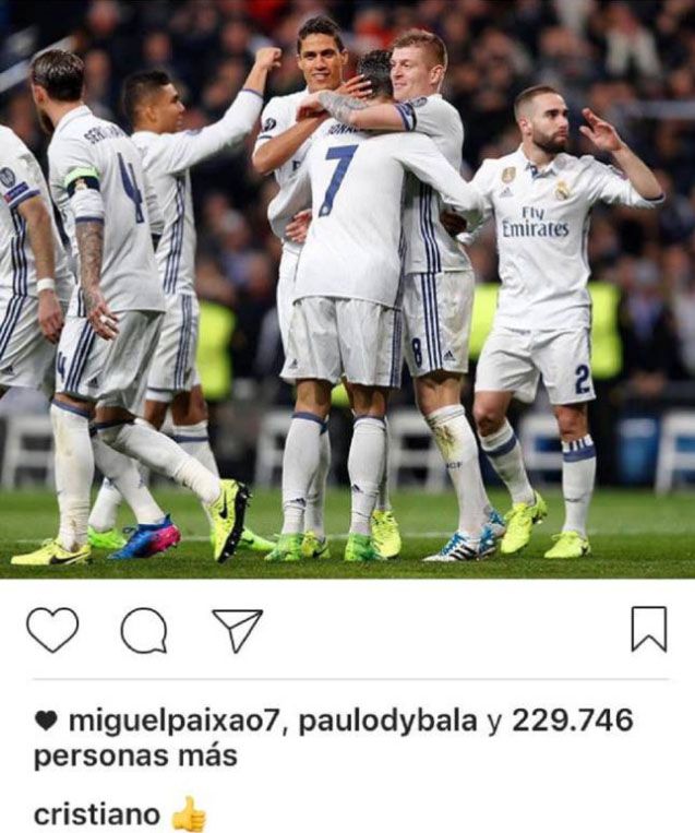 Screenshot like Dybala a foto Ronaldo