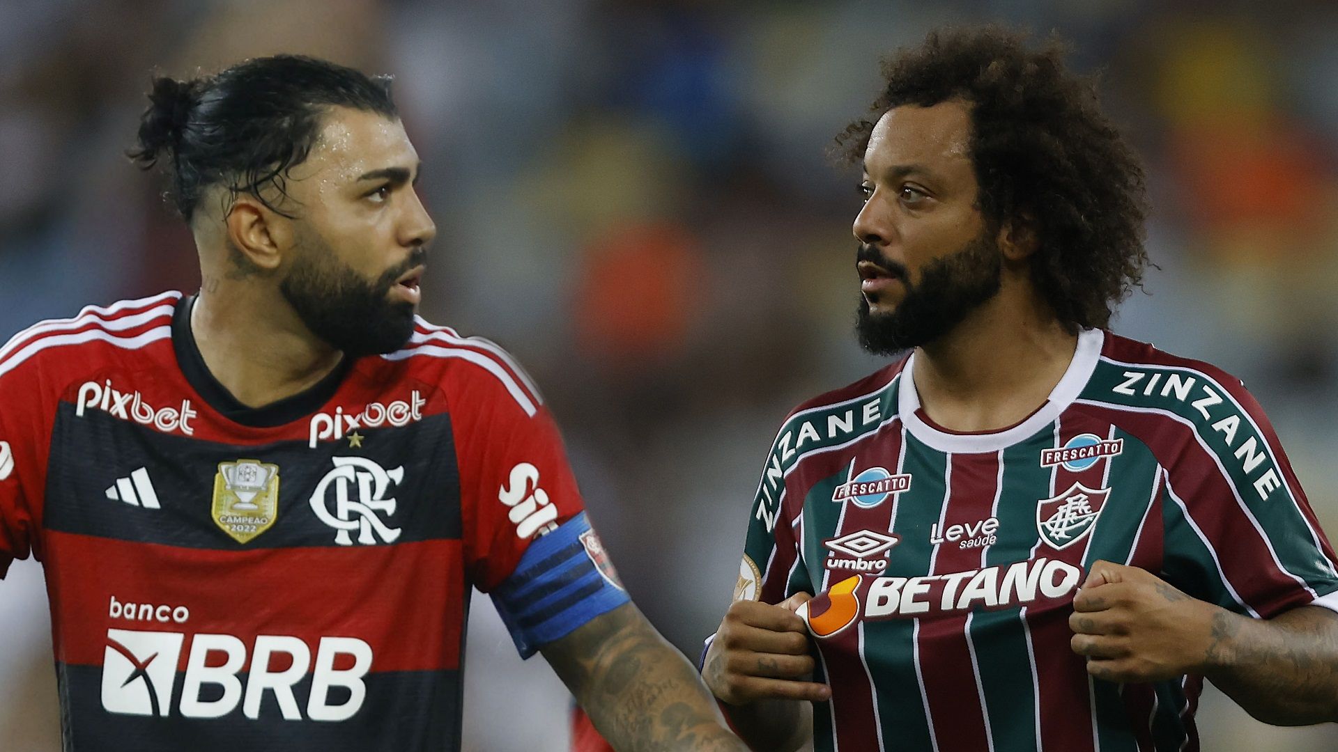 Montagem com Gabigol e Marcelo durante o Fla x Flu das oitavas de final da Copa do Brasil de 2023