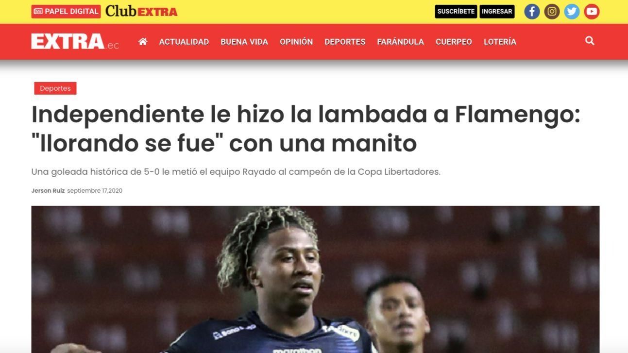 Extra Independiente del Valle 5 x 0 Flamengo 2020