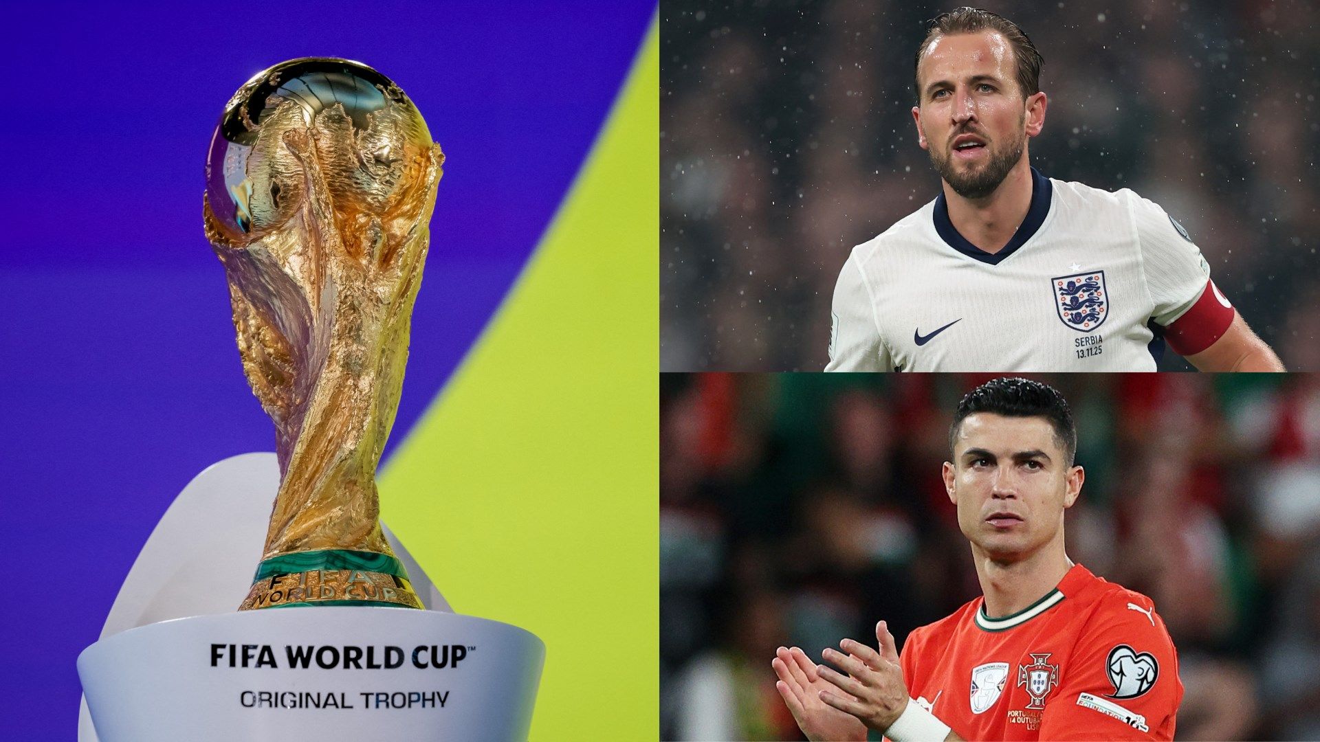 World Cup trophy Harry Kane England Cristiano Ronaldo Portugal
