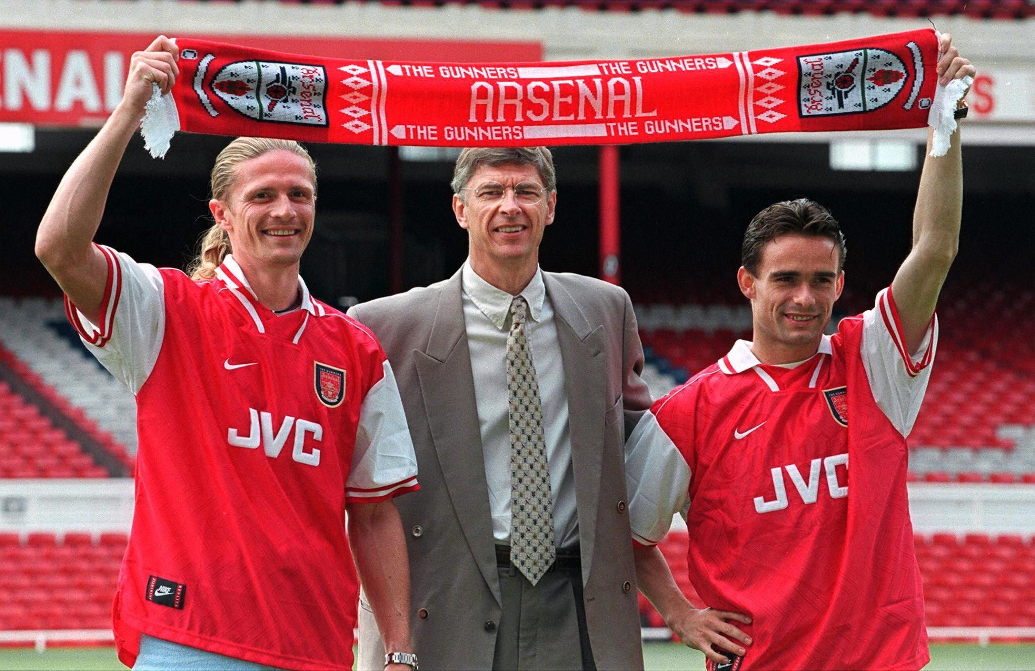 Emmanuel Petit Arsene Wenger Marc Overmars